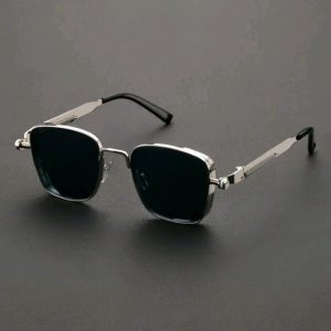 New Retro Spring Square Frame Steampunk Metallic Style Hip Hop Fashion Sunglasses UV400 Laser Logo Customize