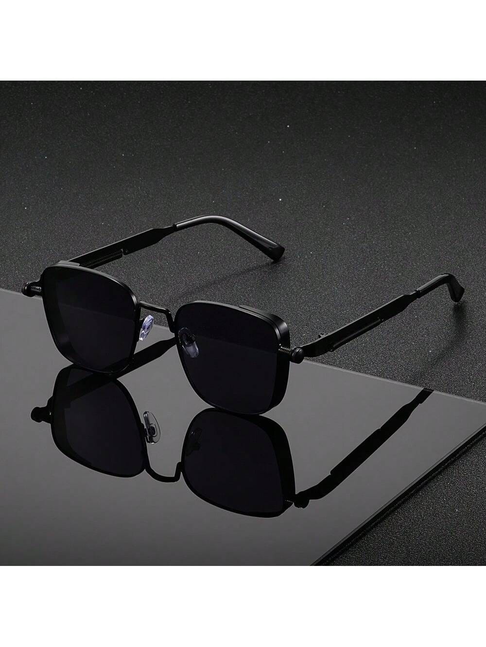 New Retro Spring Square Frame Steampunk Metallic Style Hip Hop Fashion Sunglasses UV400 Laser Logo Customize