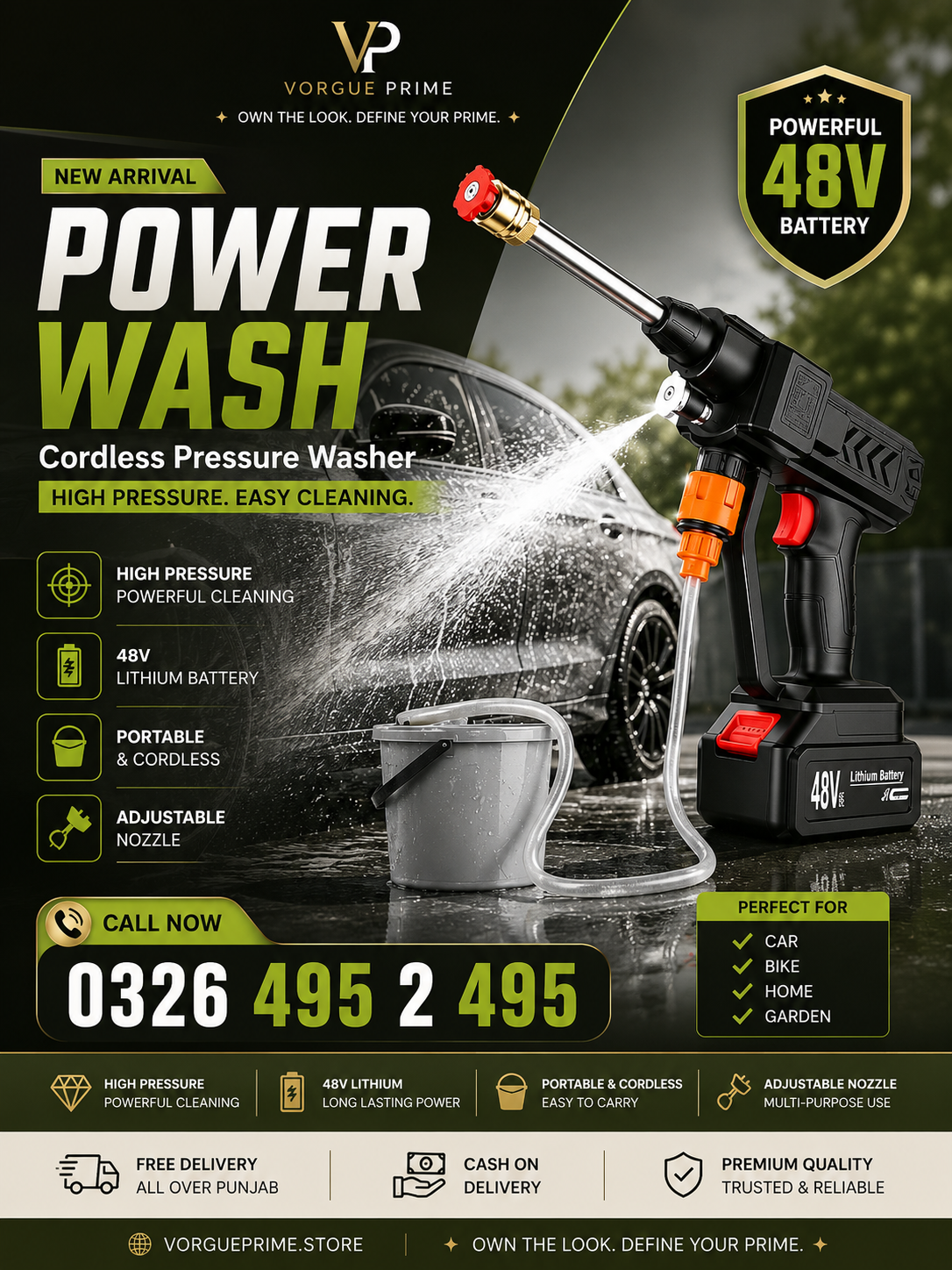 48V Cordless High Pressure Power Cleaning Washer